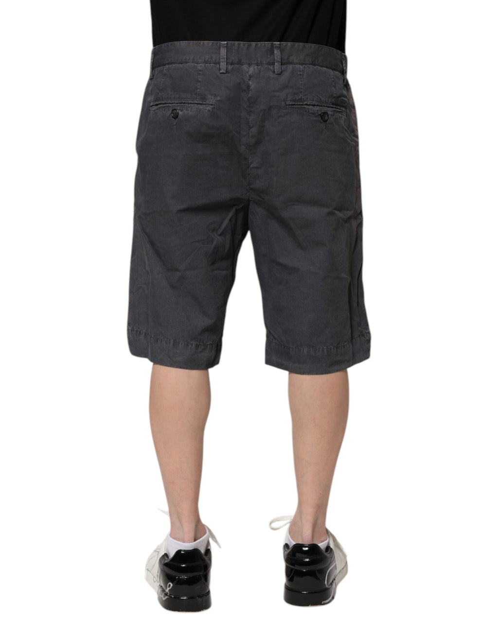Shorts bermuda en denim stretch en coton gris foncé de Dolce & Gabbana, style décontracté et moderne.
