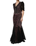 Robe sirène Dolce & Gabbana multicolore ornée de perles et embellissements, moulante et élégante.