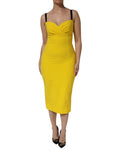 Robe mi-longue sans manches en polyester jaune de Dolce & Gabbana, coupe ajustée et élégante.