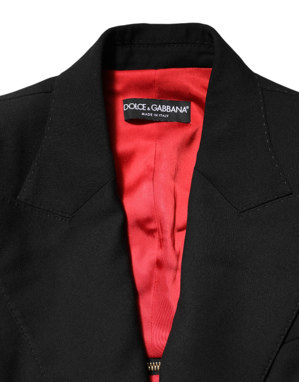 Blazer en laine noire Dolce & Gabbana avec détails de fermeture éclair, élégant et moderne pour homme ou femme.