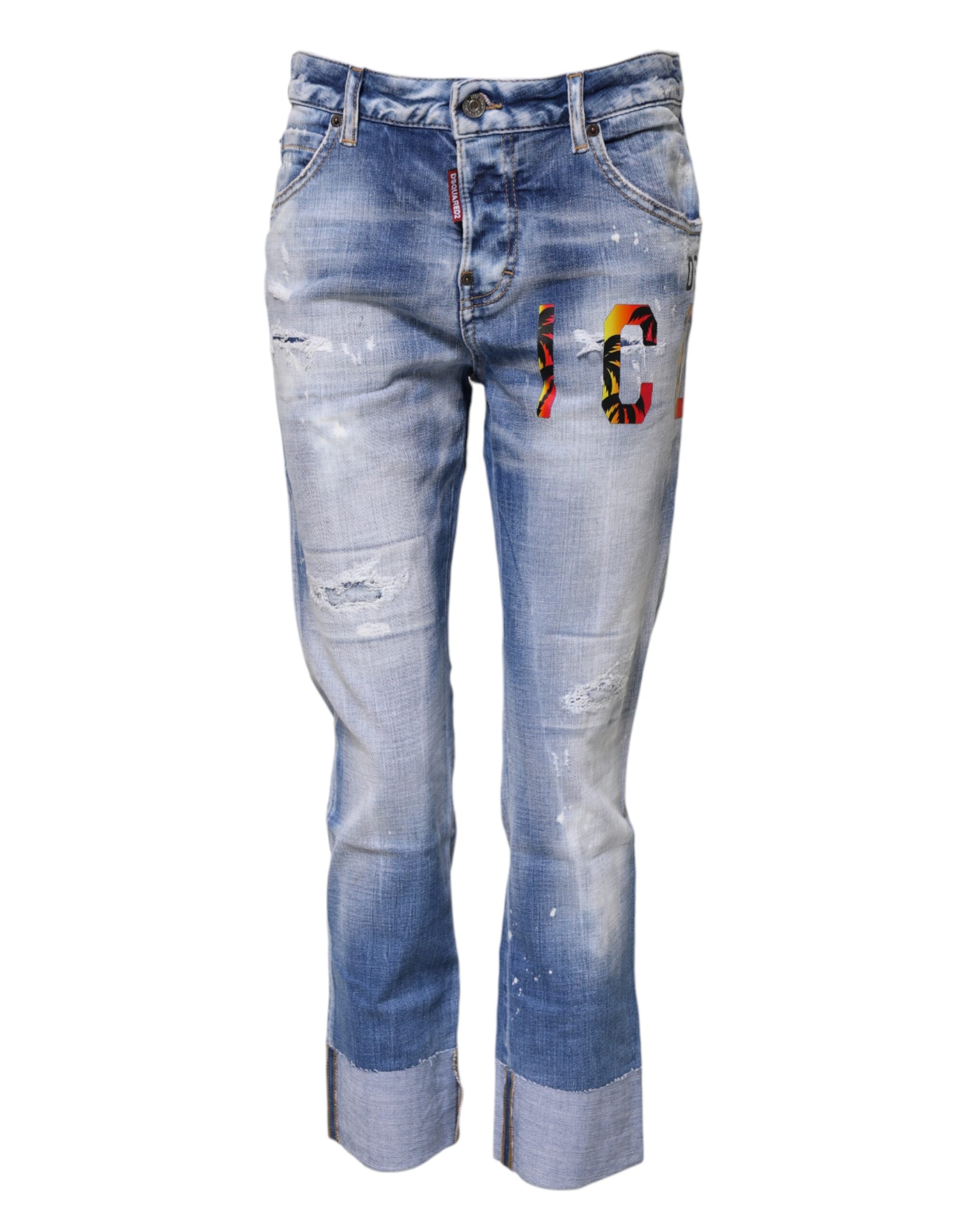 Jeans skinny en coton délavé bleu à taille moyenne de Dsquared², coupe ajustée et style décontracté.