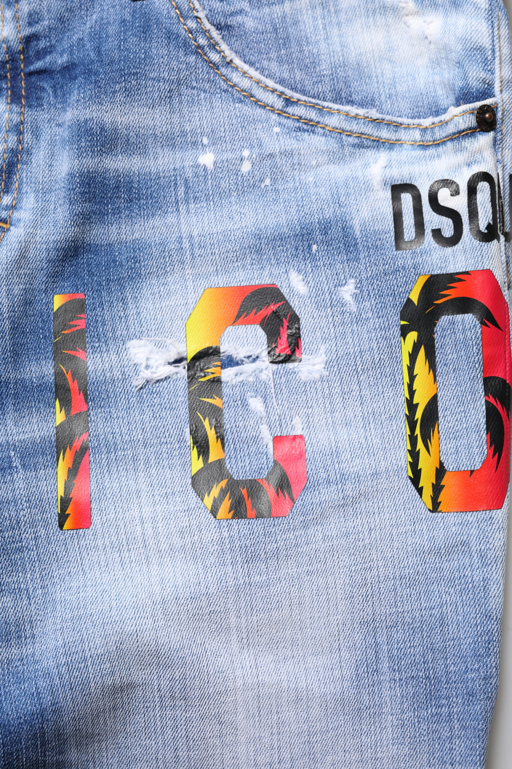Jeans skinny en coton délavé bleu à taille moyenne de Dsquared², coupe ajustée et style décontracté.