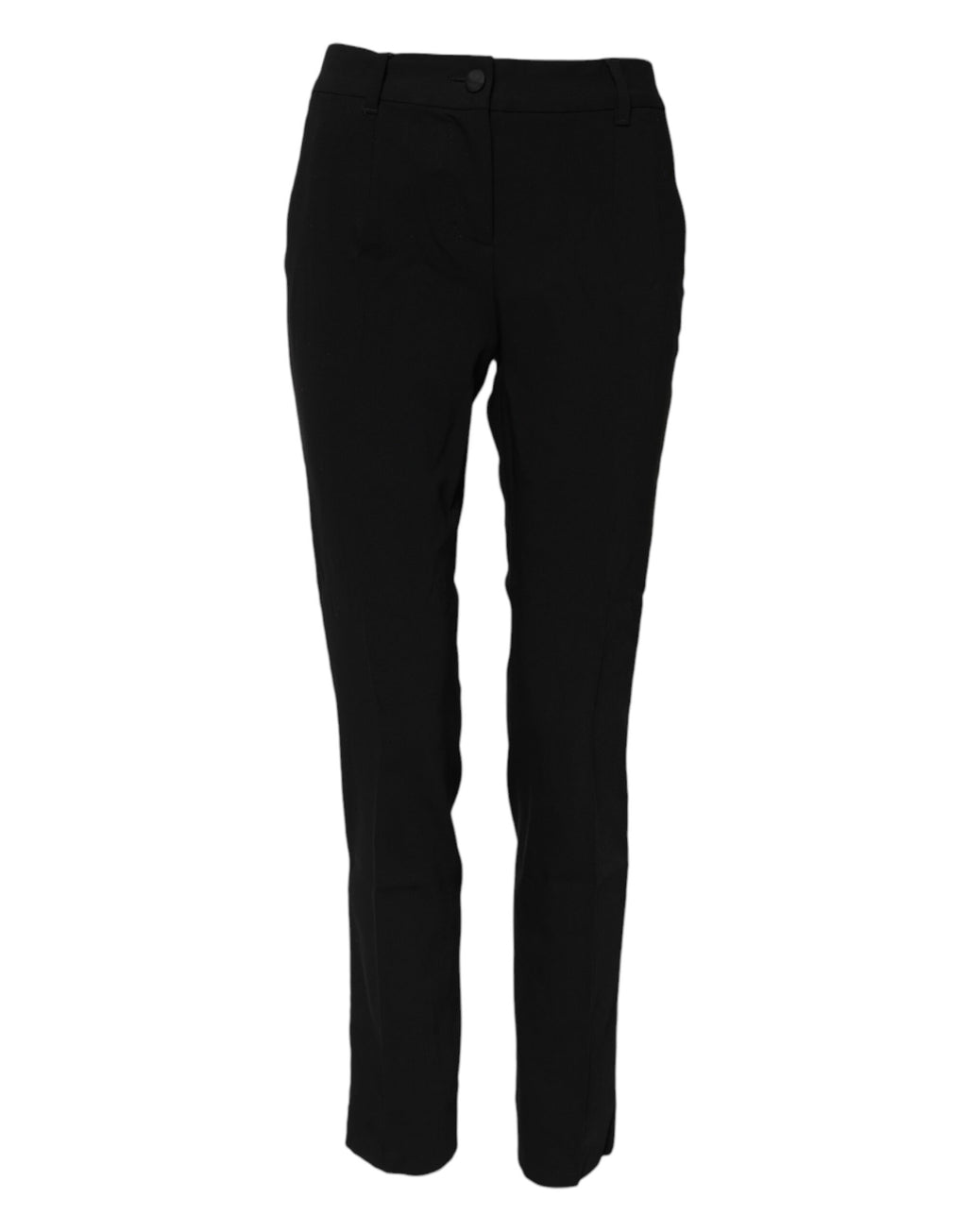 Pantalon pour femme Dolce & Gabbana en laine noire, taille moyenne, coupe tapered, mode élégante et sophistiquée.