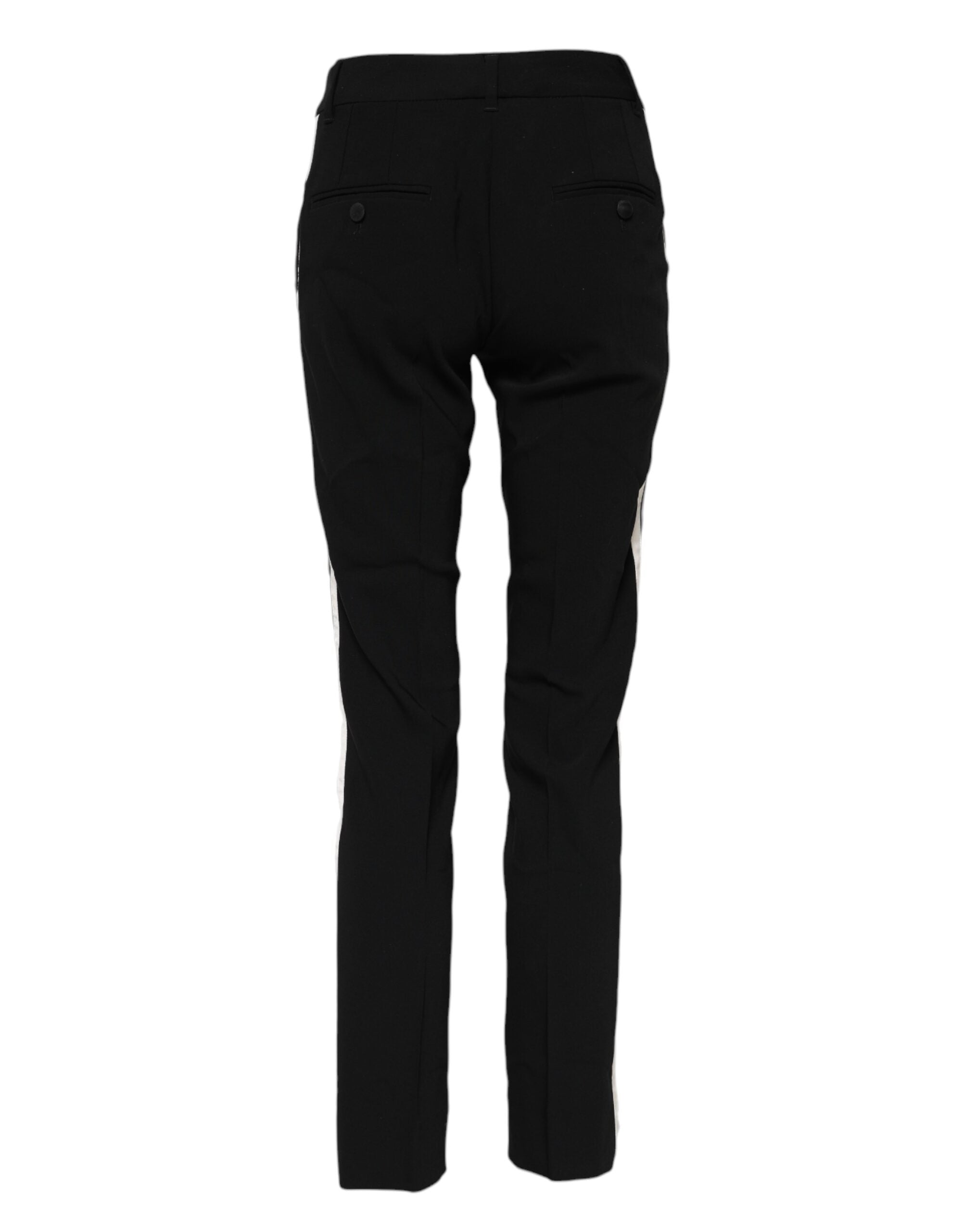 Pantalon noir en laine Dolce & Gabbana, coupe mi-haute, taille tapered, style élégant et sophistiqué pour femme.