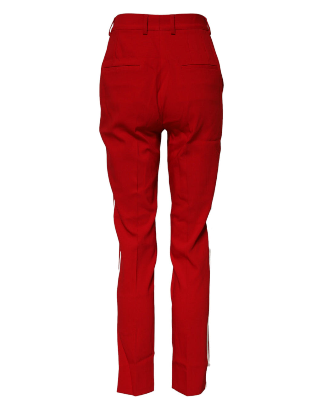 Pantalons en laine rouge Dolce & Gabbana, taille moyenne, coupe tapered, vue de face.