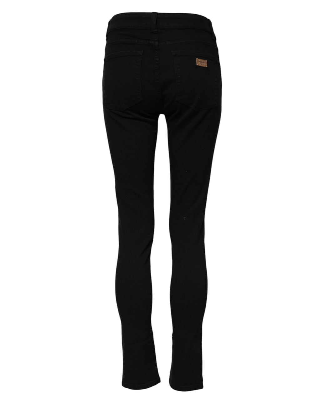 Jean skinny noir en coton de taille moyenne Dolce & Gabbana, coupe ajustée et style élégant pour femme.