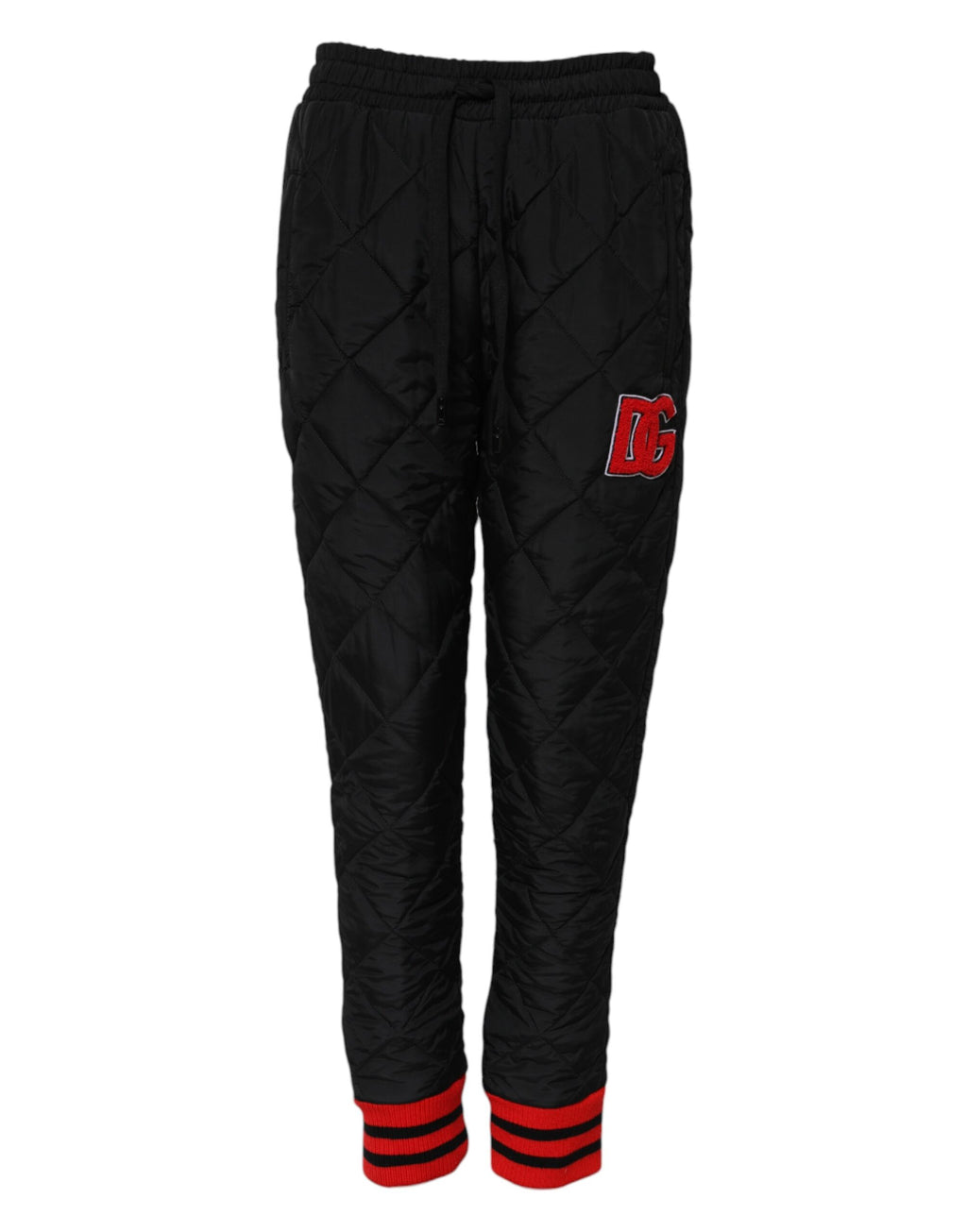 Pantalon de jogging noir Dolce & Gabbana taille mi-haute à quilting, adapté pour un look décontracté et élégant.