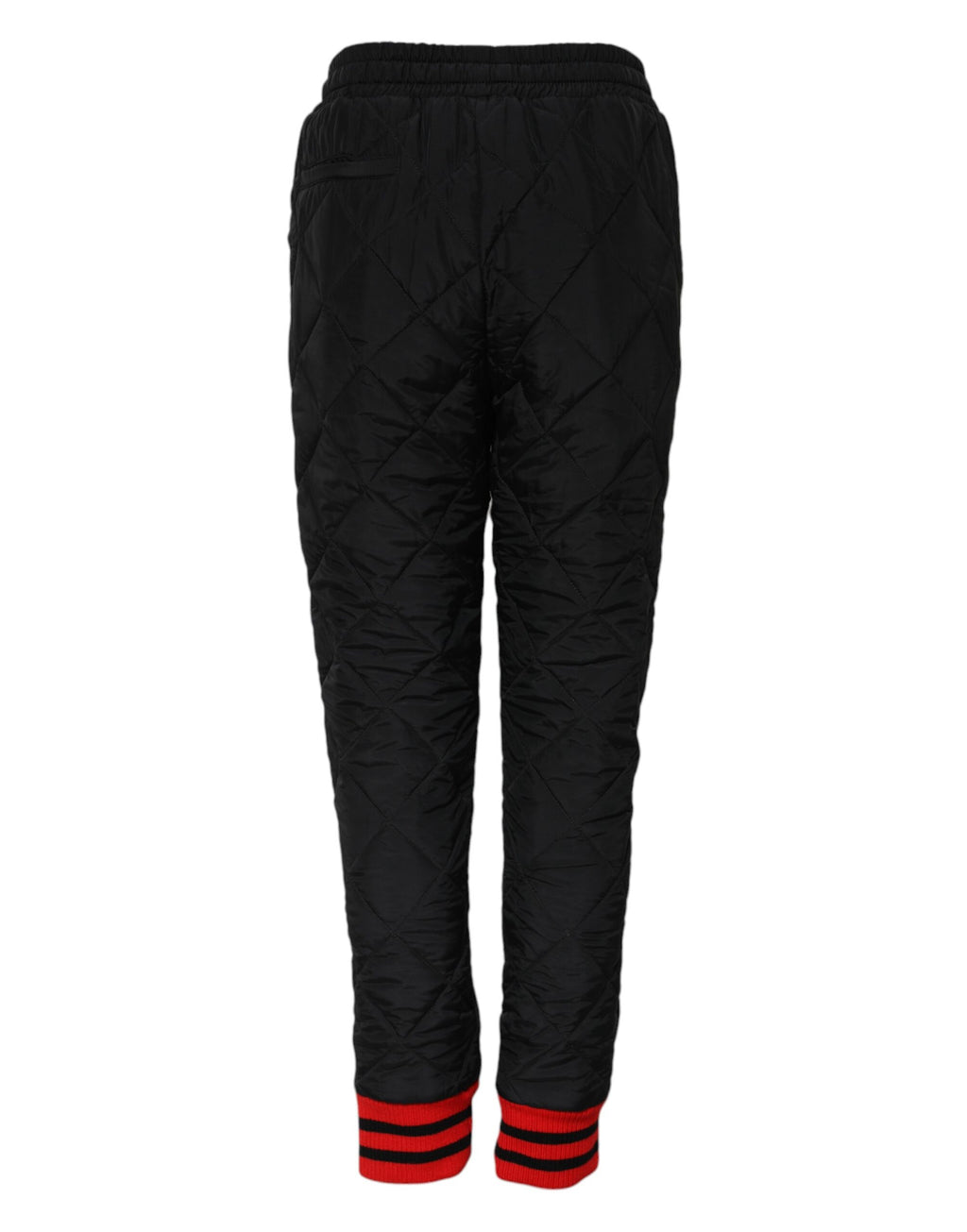 Pantalon jogger noir Dolce & Gabbana à taille moyenne, matelassé et confortable, avec design tendance et détails en quilting.