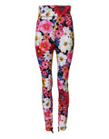Leggings Dolce & Gabbana à taille haute avec motif floral multicolore et design élégant, visibles en gros plan.