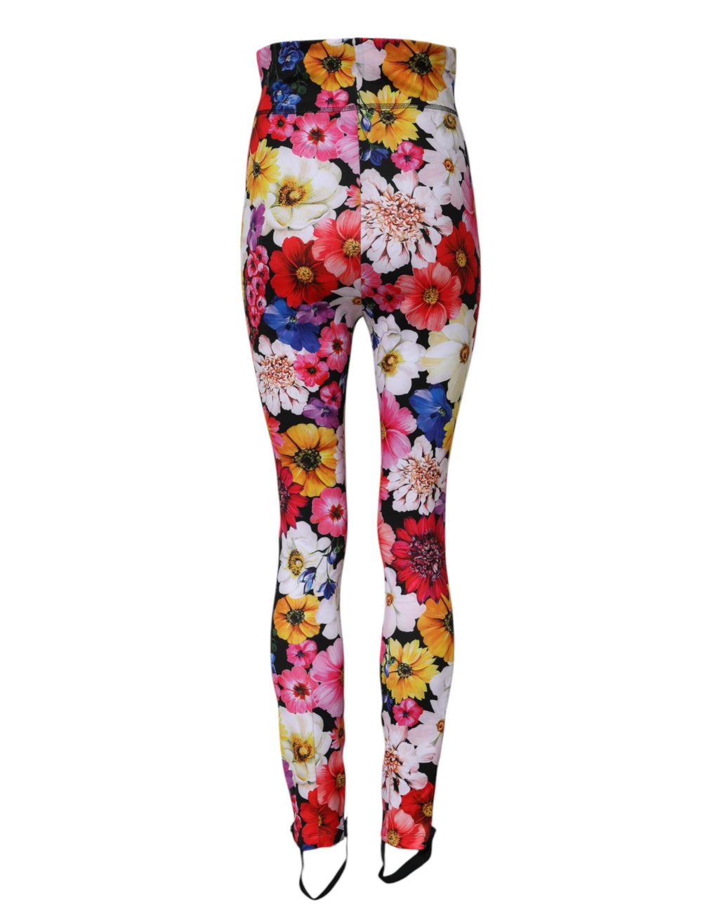 Leggings Dolce & Gabbana à fleurs multicolores, taille haute, tissu extensible, style élégant et tendance.
