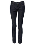 Jeans slim bleu en coton de Dolce & Gabbana, taille mi-haute, avec détails classiques et coupe ajustée.