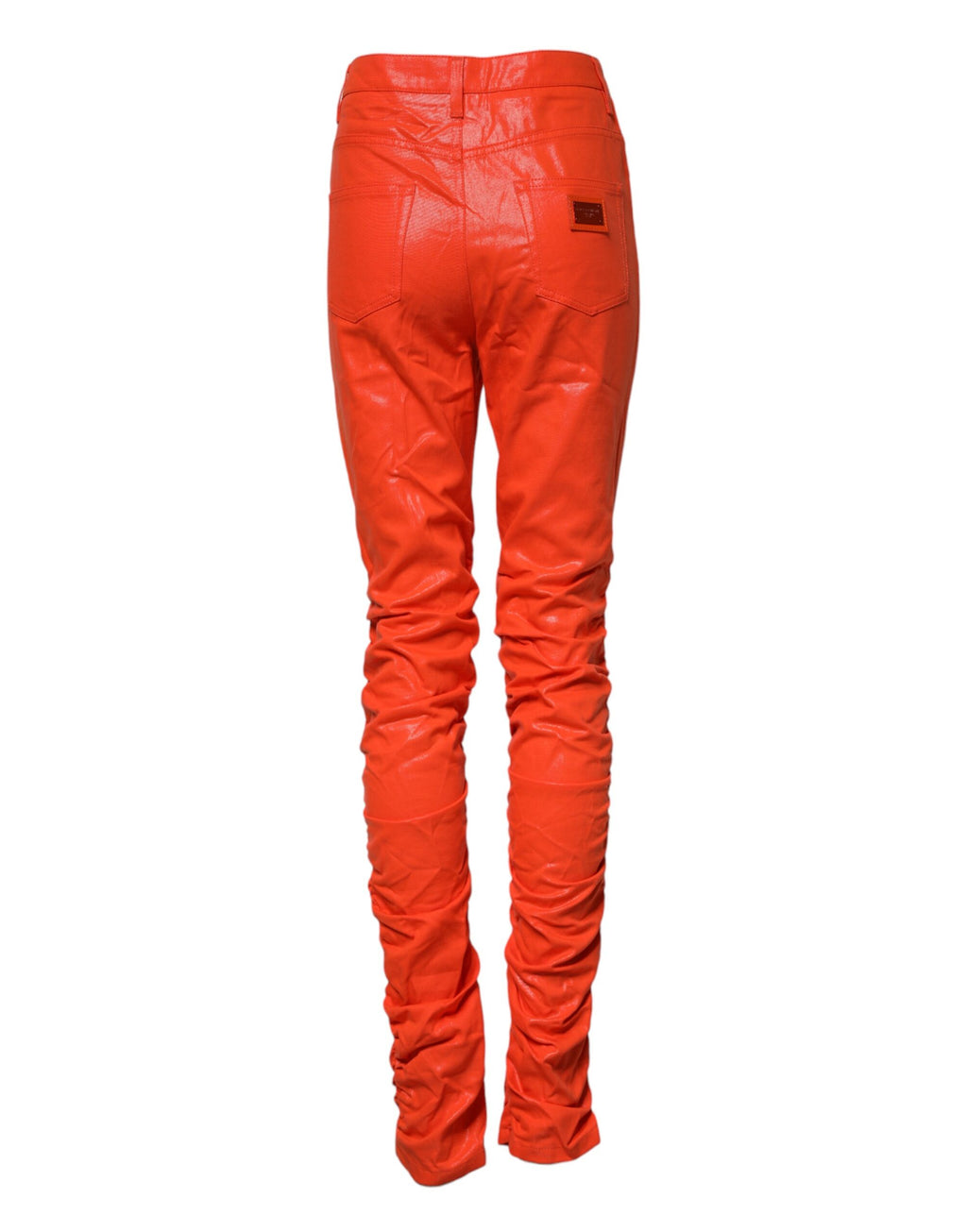 Jeans en denim orange à taille haute de Dolce & Gabbana, coton, coupe moderne et élégante.