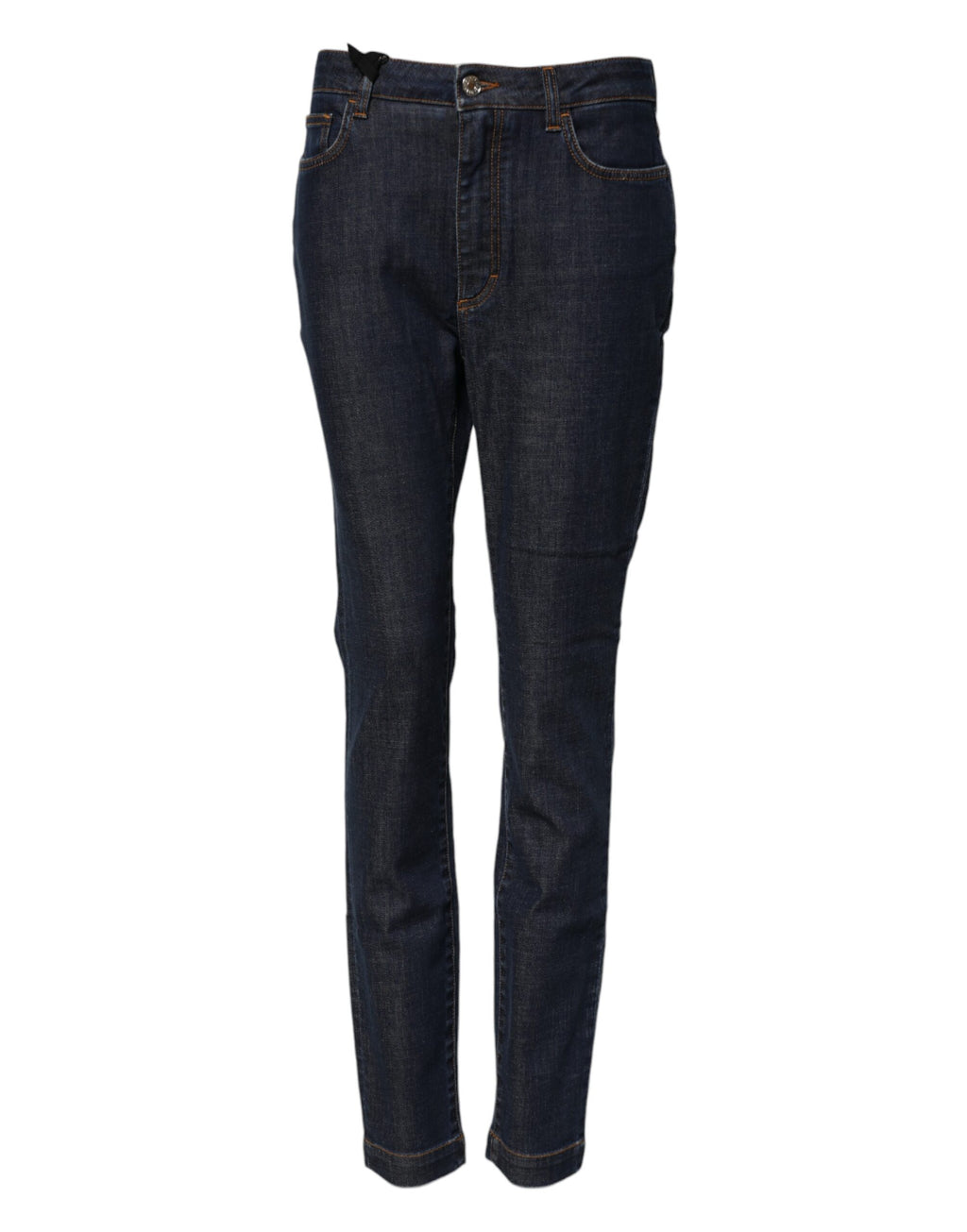 Jeans en denim bleu Dolce & Gabbana Queen Patch Audrey taille moyenne, style tendance et détails de couture visibles.
