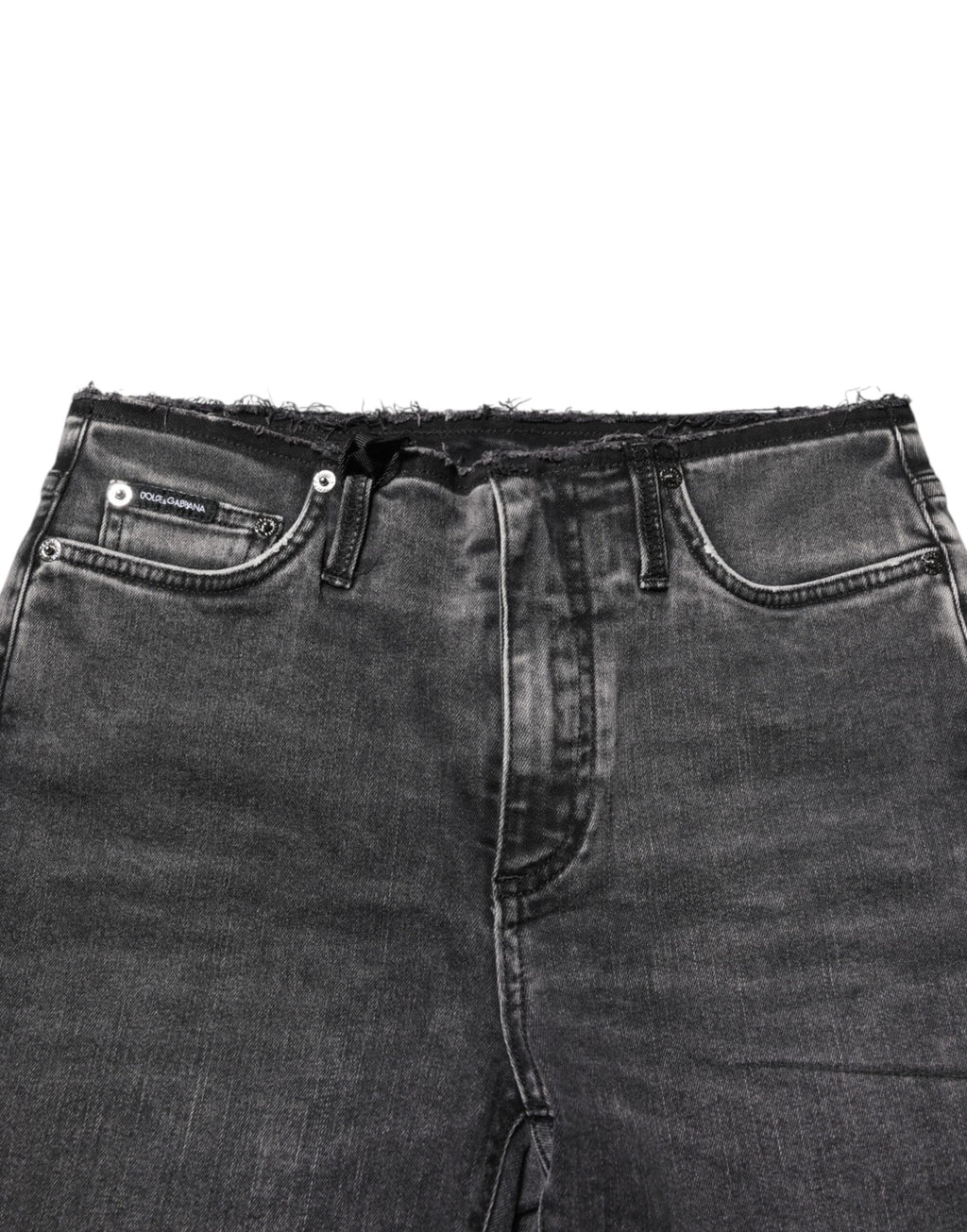 Jeans skinny en coton gris de Dolce & Gabbana, taille mi-haute, avec coupe ajustée et détails classiques.