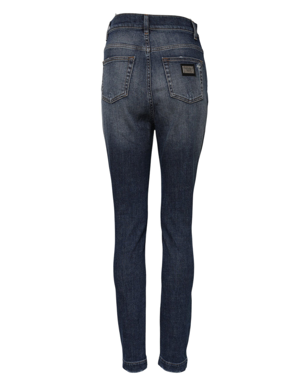 Jeans en denim bleu à taille haute Dolce & Gabbana, en coton lavé, style décontracté et tendance.