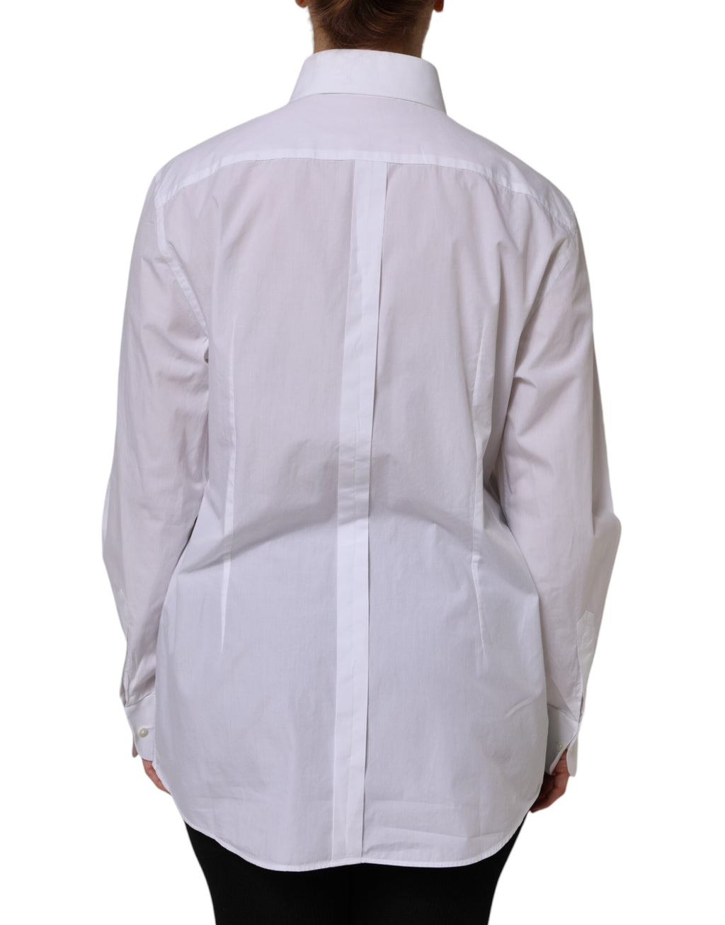 Chemise blanche en coton à manches longues et col pour femme de Dolce & Gabbana, visible avec détails élégants et coupe classique