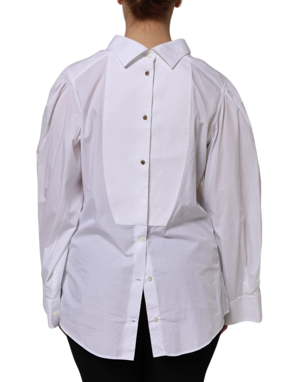 Chemise formelle Dolce & Gabbana en coton blanc à manches longues, élégante et sophistiquée.