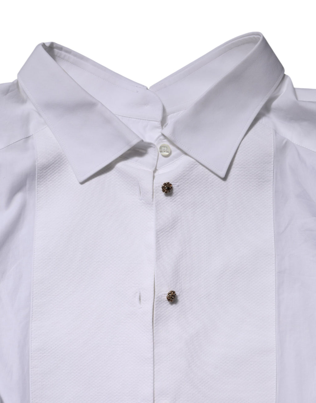 Chemise blanche en coton à manches longues de la marque Dolce & Gabbana, style formel et élégant.