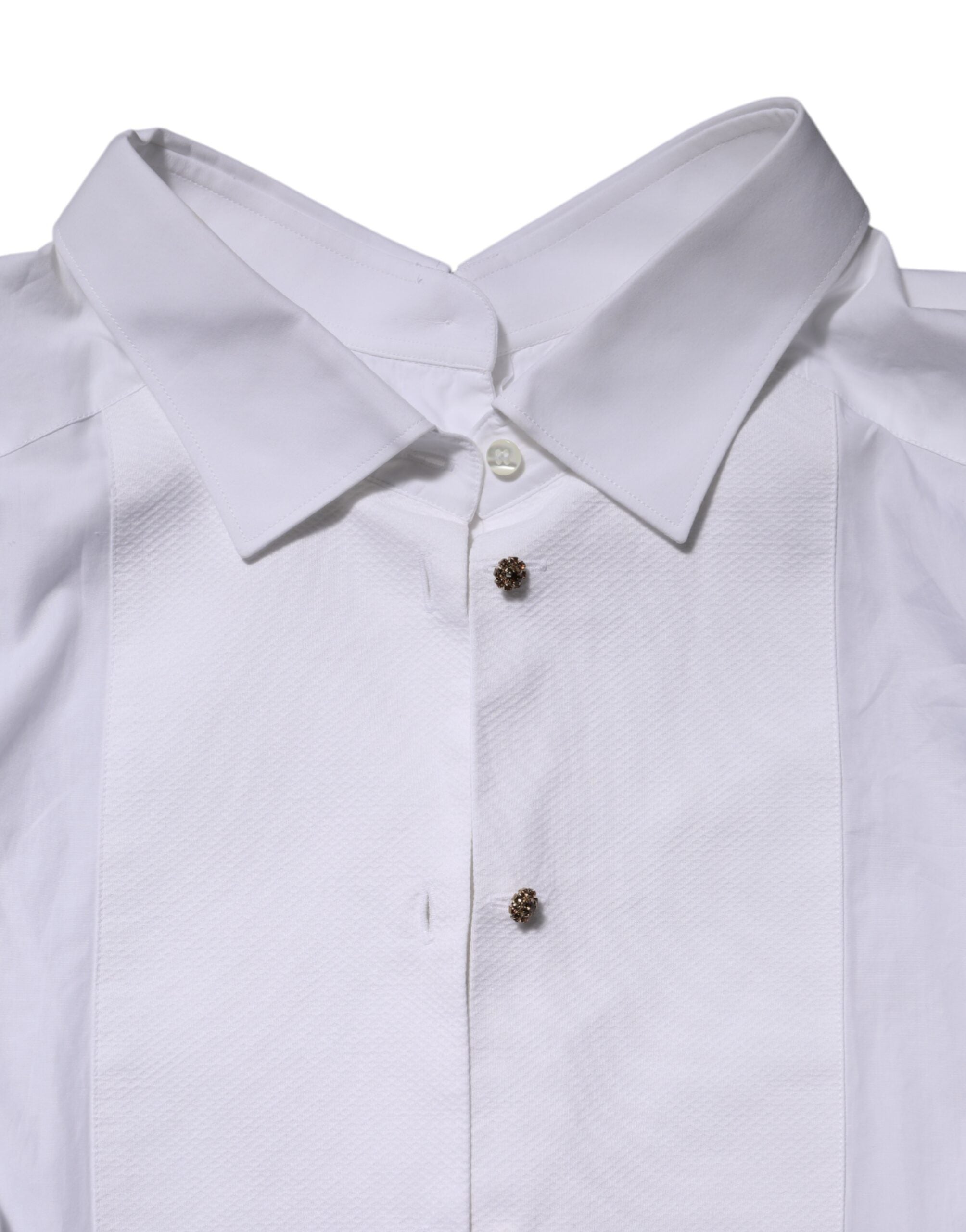Chemise blanche en coton à manches longues de la marque Dolce & Gabbana, style formel et élégant.