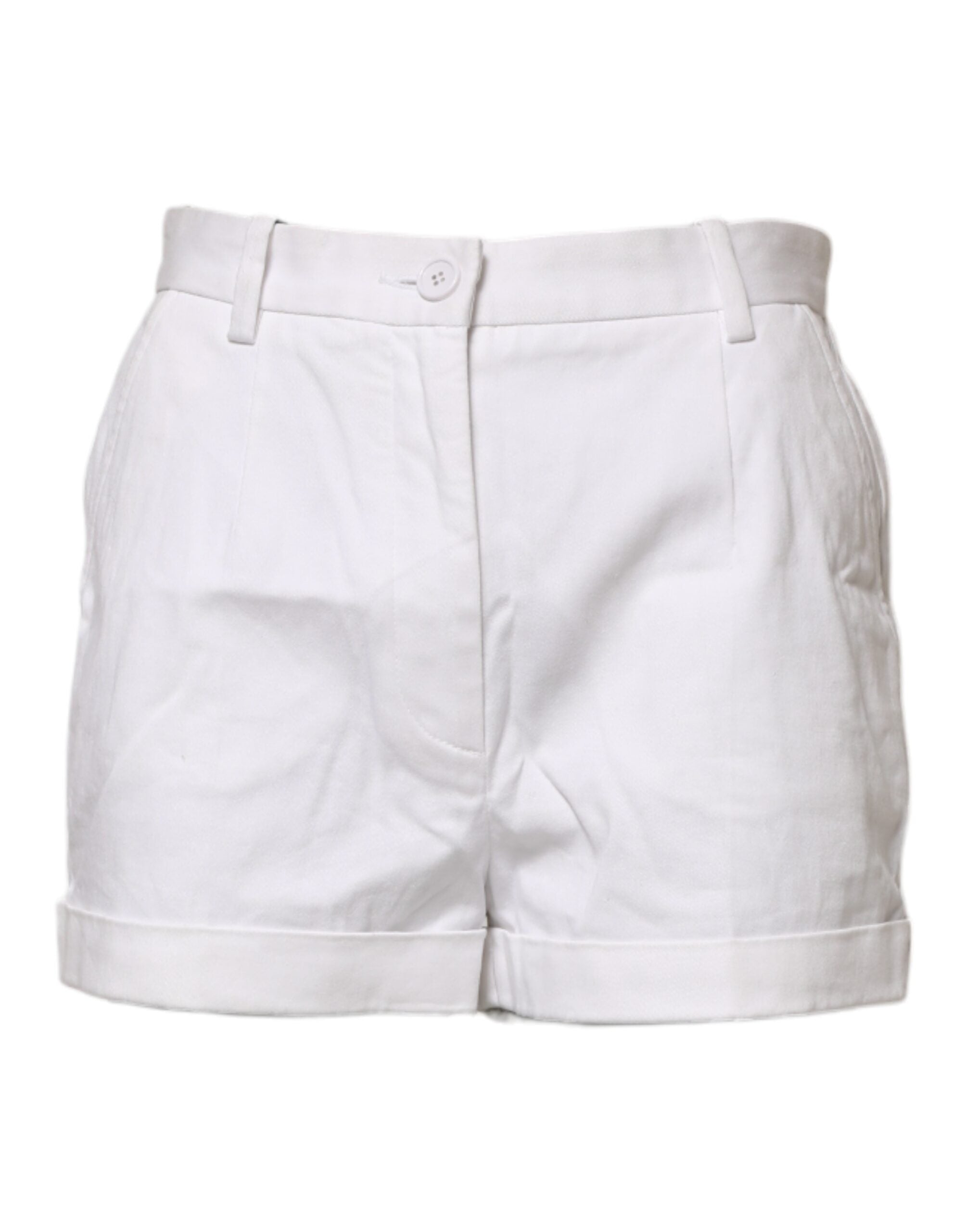 Shorts bermuda pour femmes en coton blanc de Dolce & Gabbana, mi-hauteur à taille moyenne, style élégant et confortable.