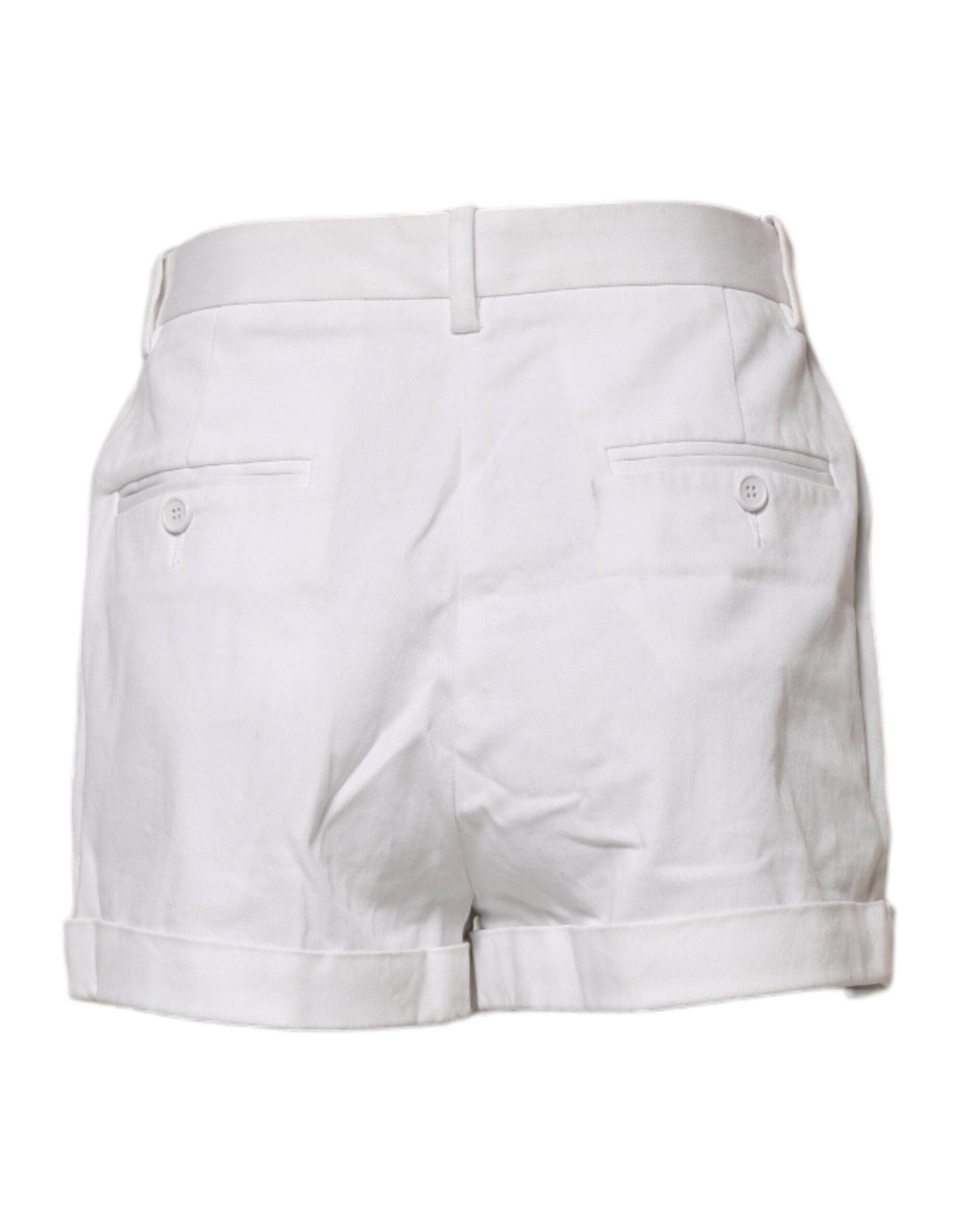 Shorts bermuda en coton blanc pour femme de marque Dolce & Gabbana, taille mi-haute, style élégant et confortable.