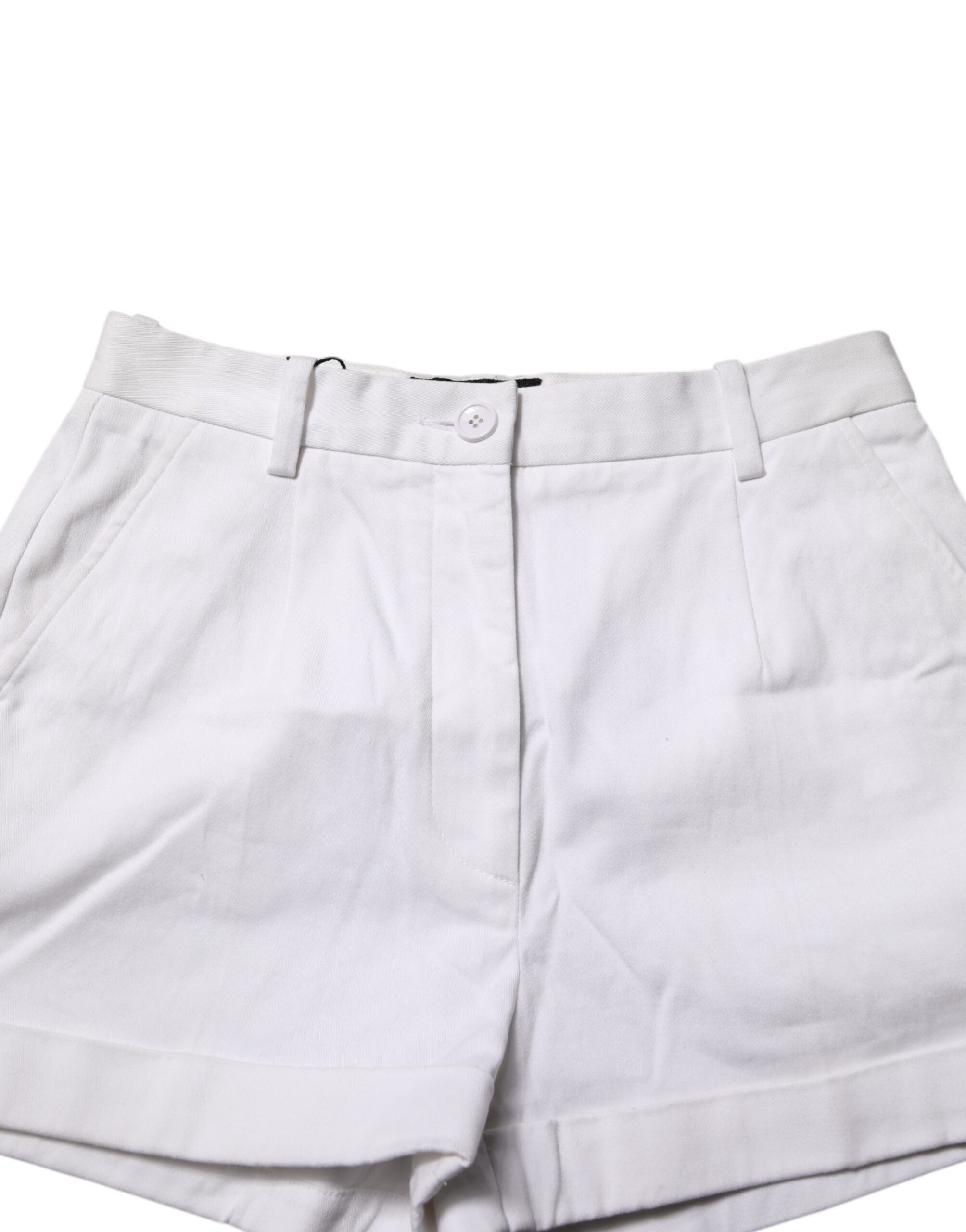Shorts bermuda femme en coton blanc de Dolce & Gabbana, taille mi-haute, élégants et confortables.