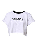 T-shirt cropé blanc Dolce & Gabbana avec graphique imprimé, col rond, style décontracté, vue de face.