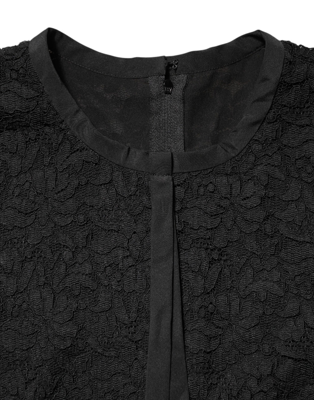 Chemisier noir en nylon et dentelle Dolce & Gabbana à manches longues, élégant et sophistiqué.