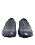 Chaussures homme Dolce & Gabbana mocassins en cuir exotique bleu, slip-on élégants pour costume ou tenue formelle.