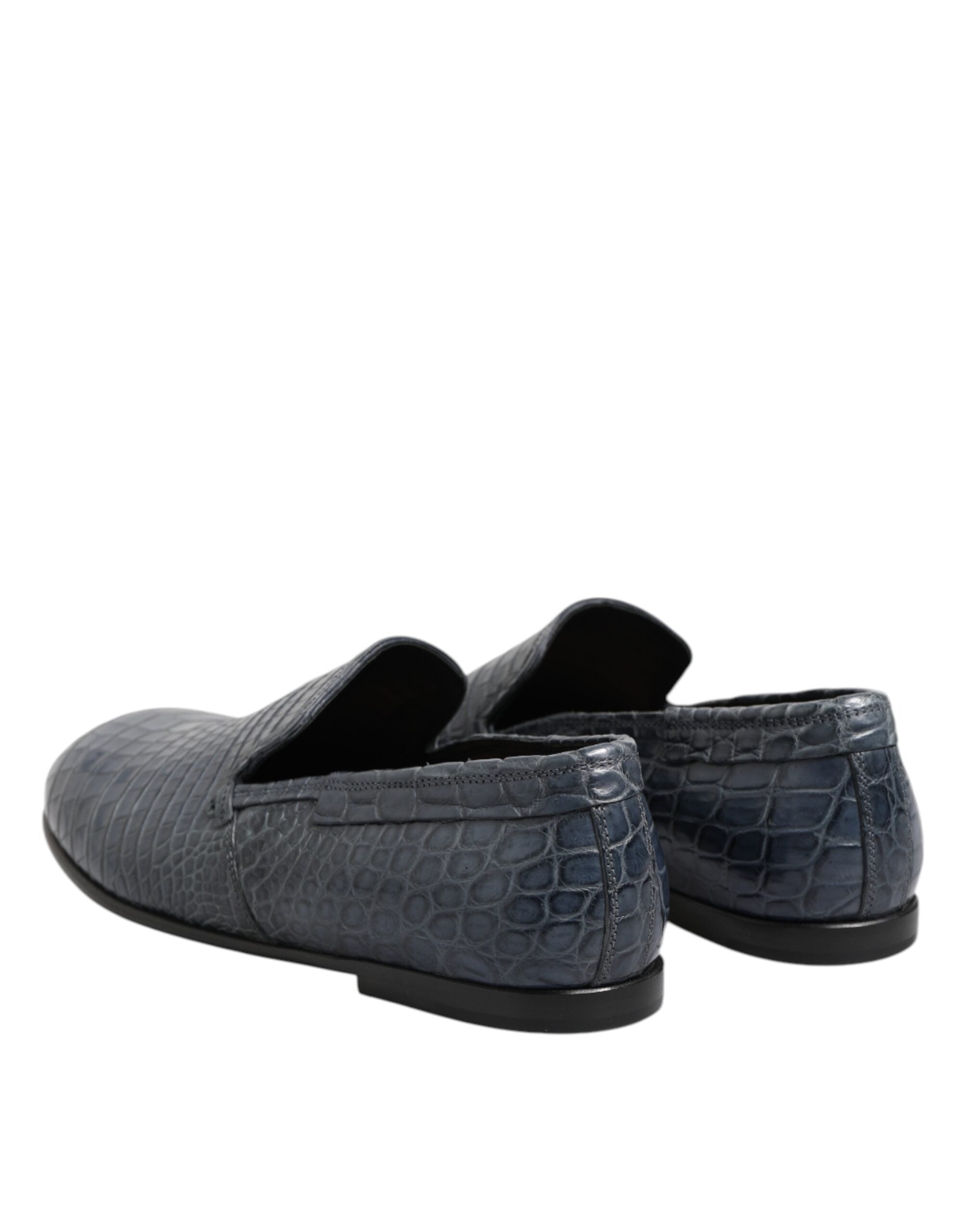 Chaussures mocassins Dolce & Gabbana en cuir exotique bleu pour homme, chaussures habillées élégantes slip-on.