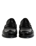 Chaussures Dolce & Gabbana en cuir noir, mocassins slip-on élégants pour homme, chaussures habillées en cuir.