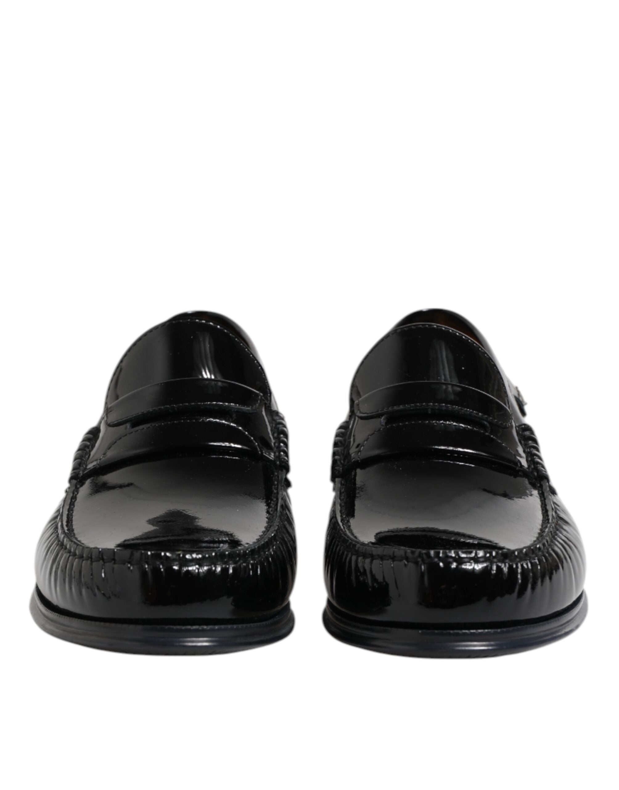 Chaussures Dolce & Gabbana en cuir noir, mocassins slip-on élégants pour homme, chaussures habillées en cuir.