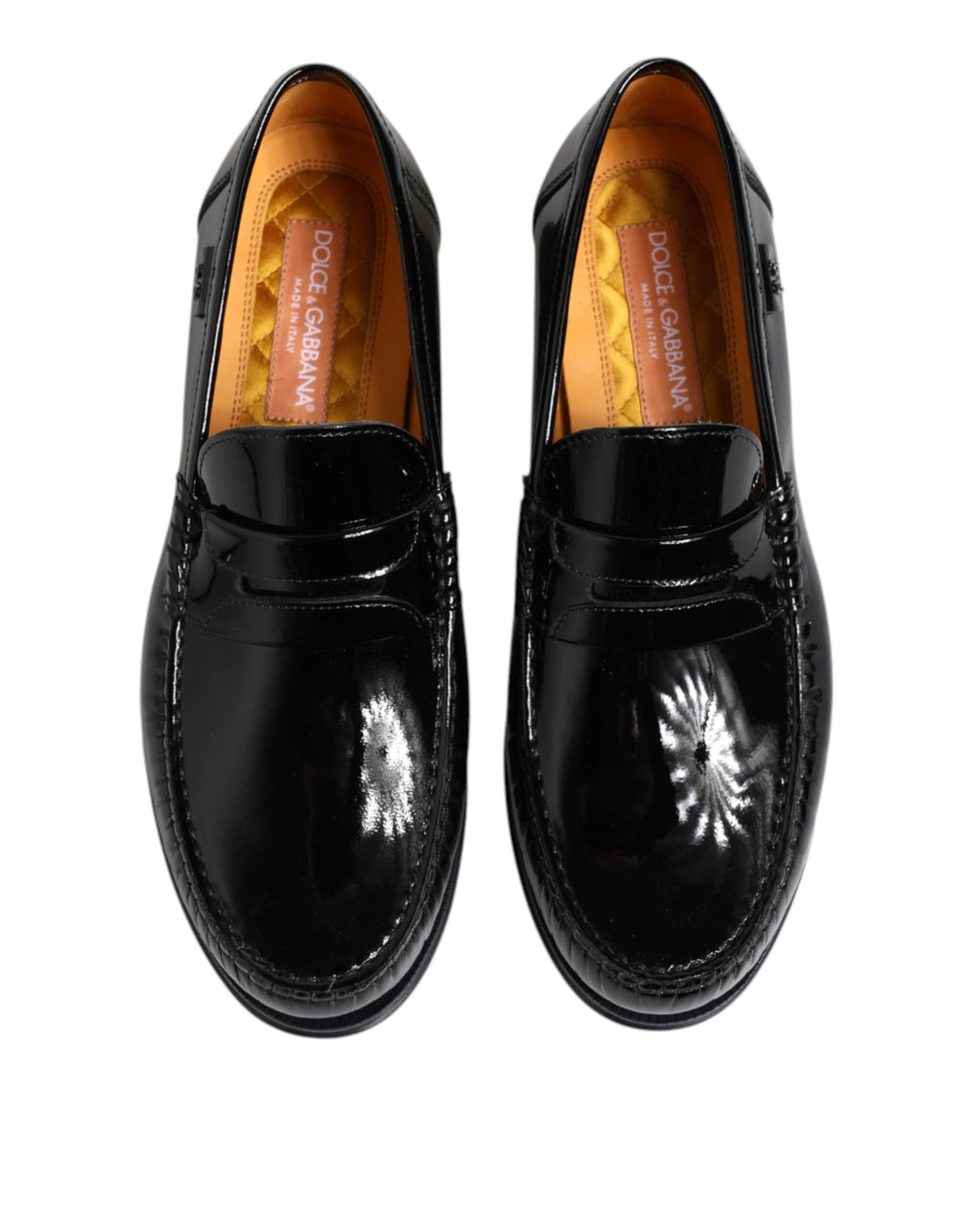 Chaussures mocassins en cuir noir Dolce & Gabbana, chaussures habillées sans lacets, style élégant et sophistiqué.