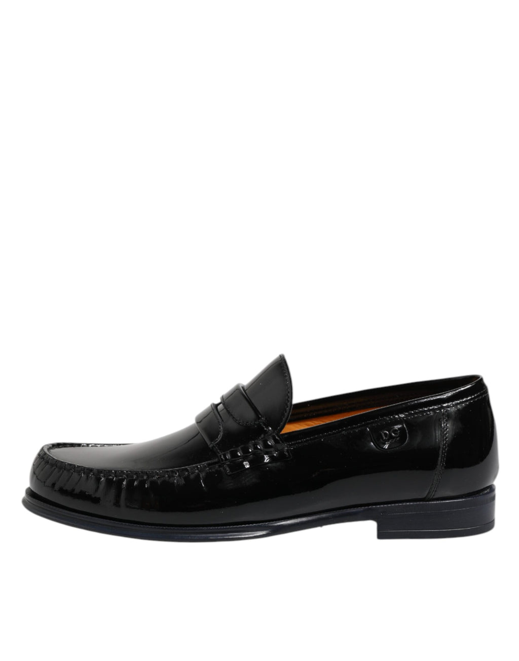Chaussures élégantes Dolce & Gabbana en cuir noir, loafers slip-on pour homme, chaussures habillées sophistiquées.