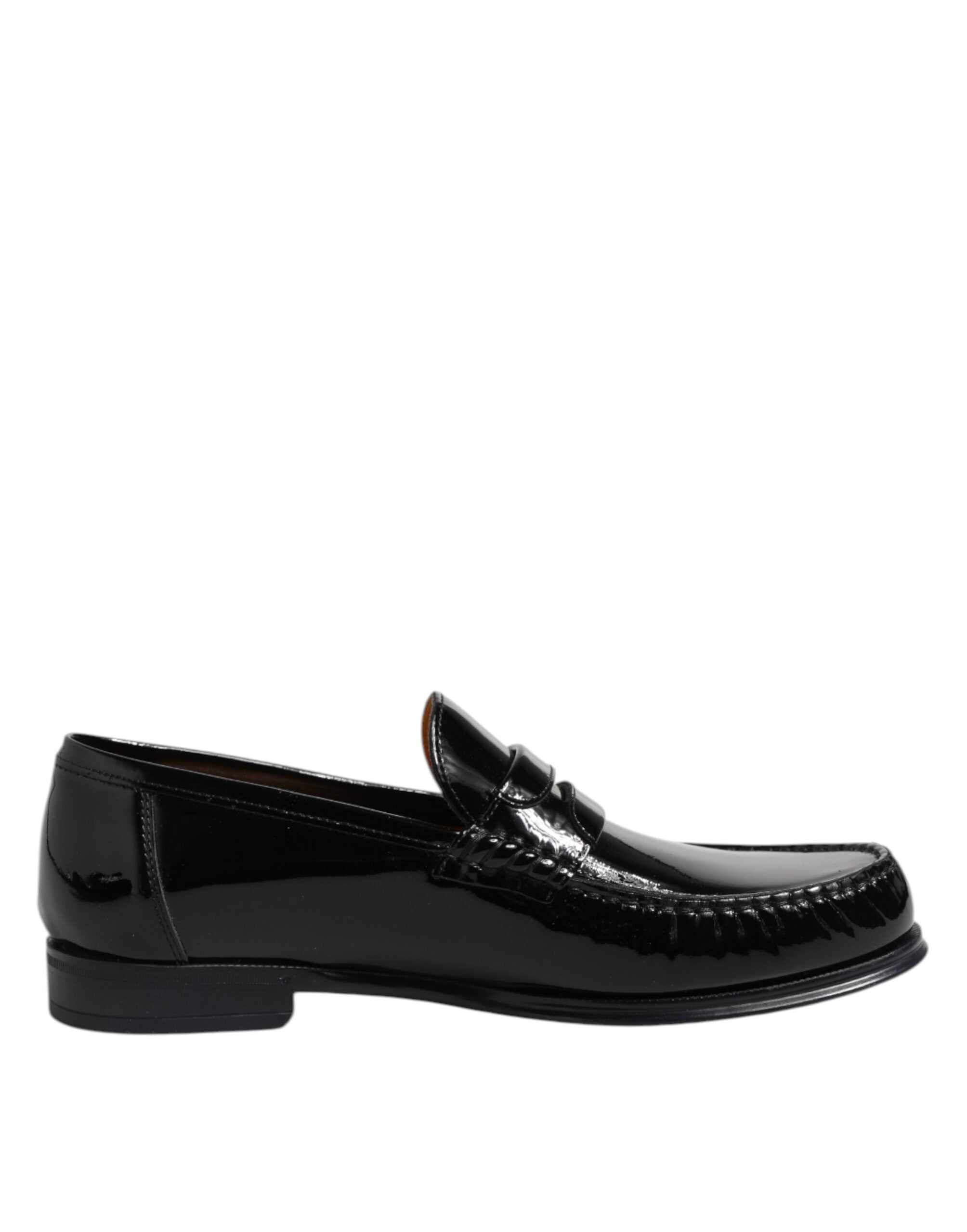 Chaussures mocassins en cuir noir Dolce & Gabbana pour homme, chaussure décontractée élégante sans lacets.