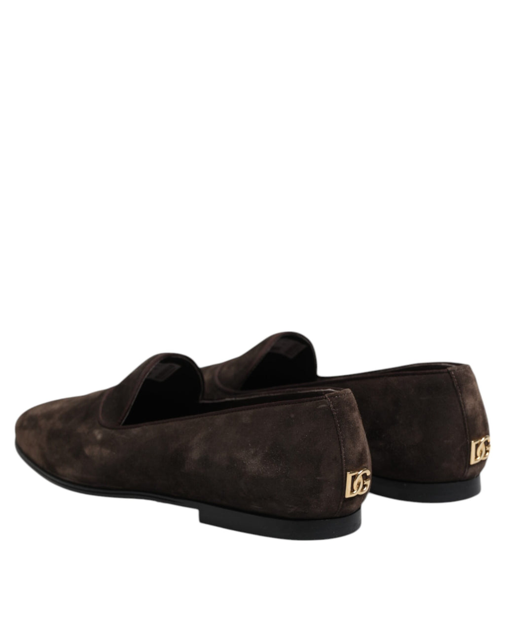 Chaussures loafers en velours marron en cuir Dolce & Gabbana, chaussures slip-on élégantes et confortables.