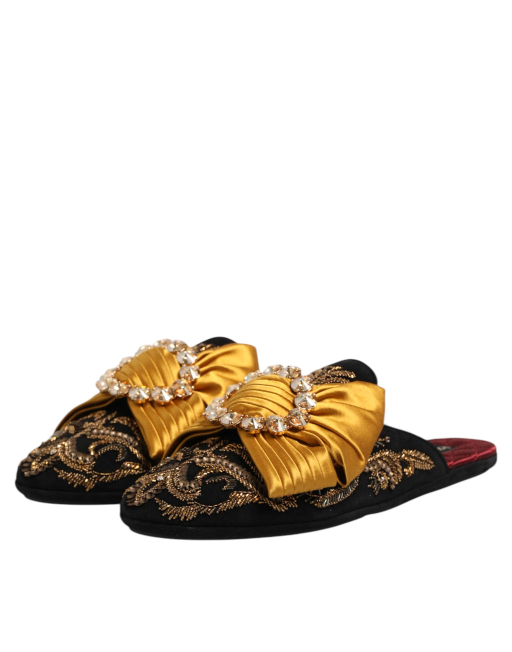 Sandales plates Dolce & Gabbana multicolores ornées de broderies et embellissements, chaussures élégantes pour femmes.