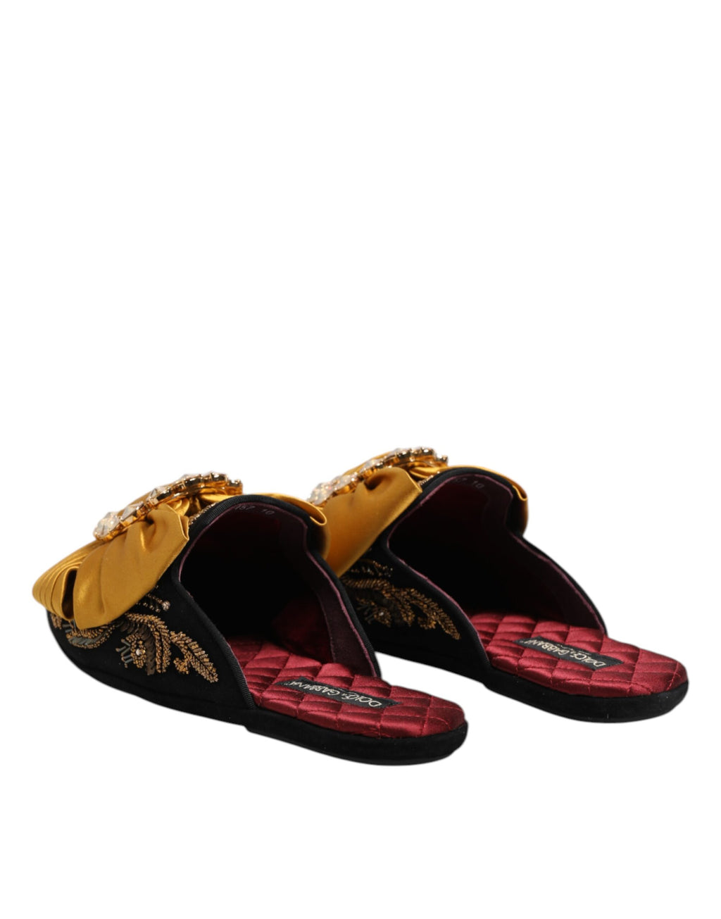 Sandales plates Dolce & Gabbana à embellissements multicolores, chaussures élégantes en cuir avec détails brillants.