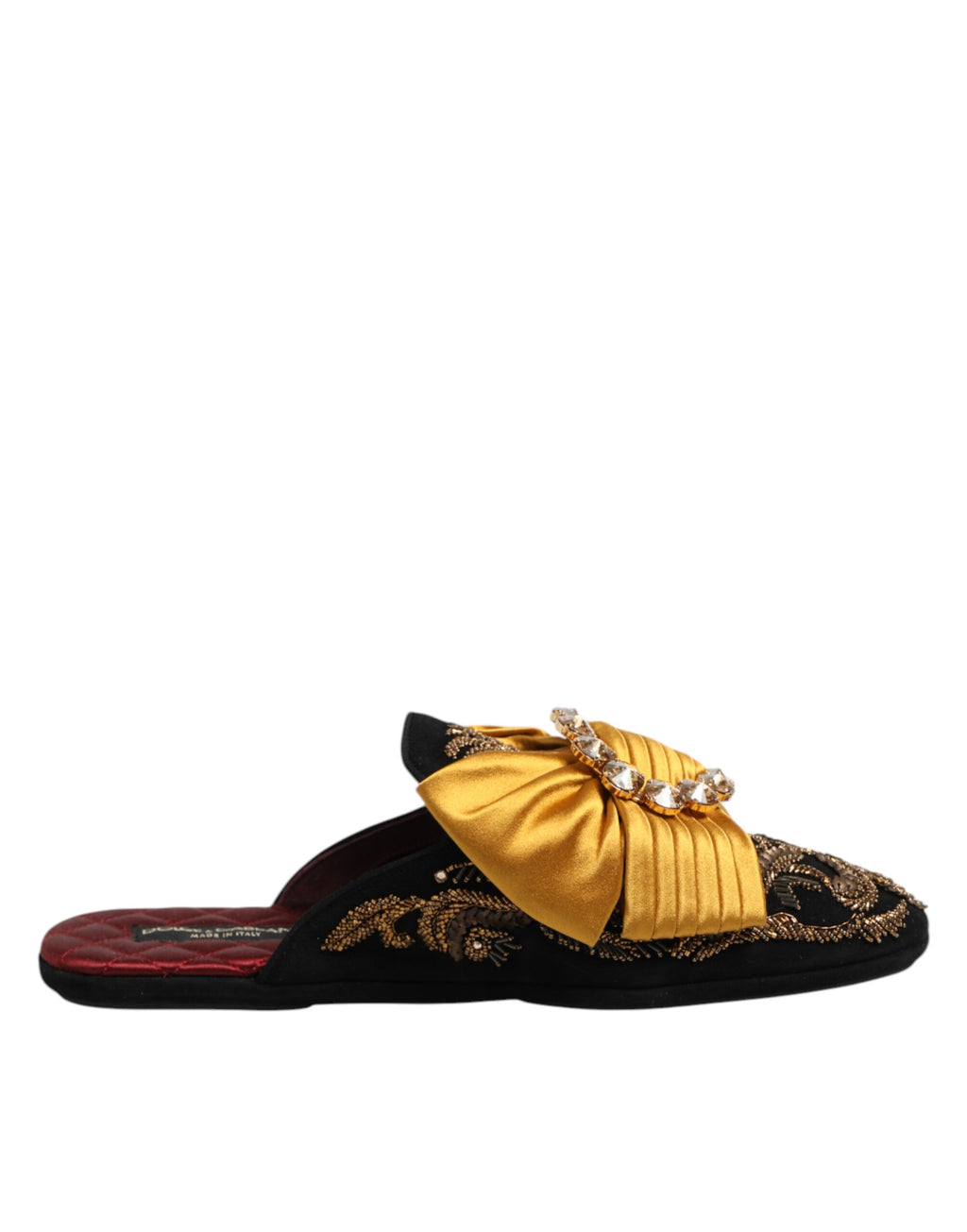 Sandales plates Dolce & Gabbana multicolores avec embellissements, chaussures élégantes en cuir pour femmes.