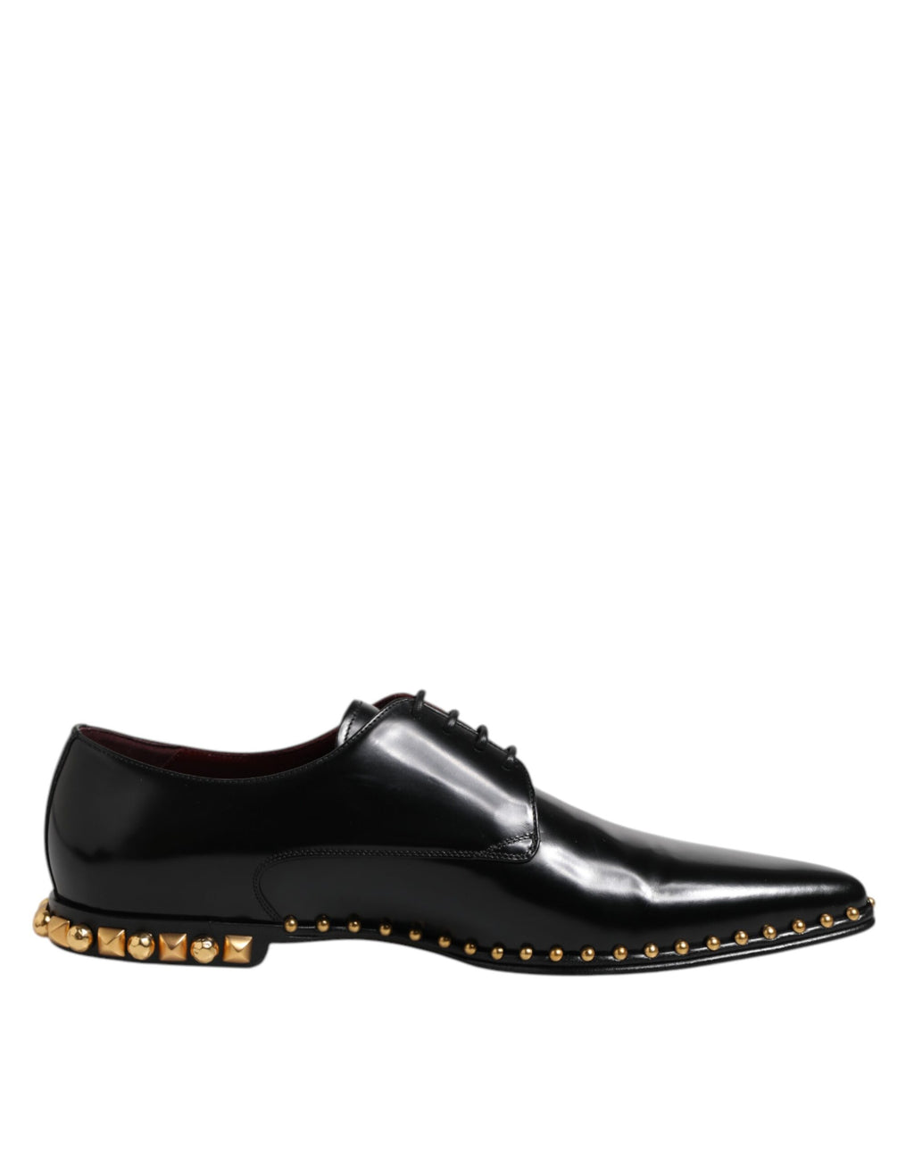 Chaussures Derby en cuir noir Dolce & Gabbana pour homme avec studs, élégantes et sophistiquées, visibles dans l'image.