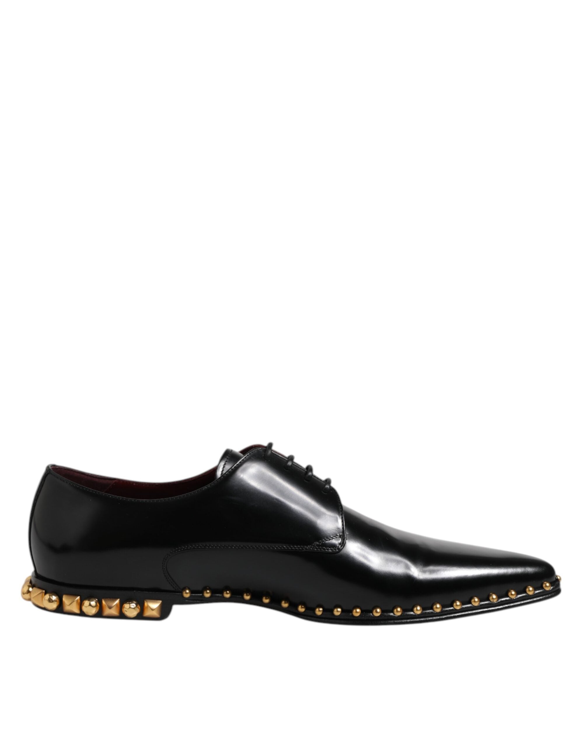Chaussures Derby en cuir noir Dolce & Gabbana pour homme avec studs, élégantes et sophistiquées, visibles dans l'image.