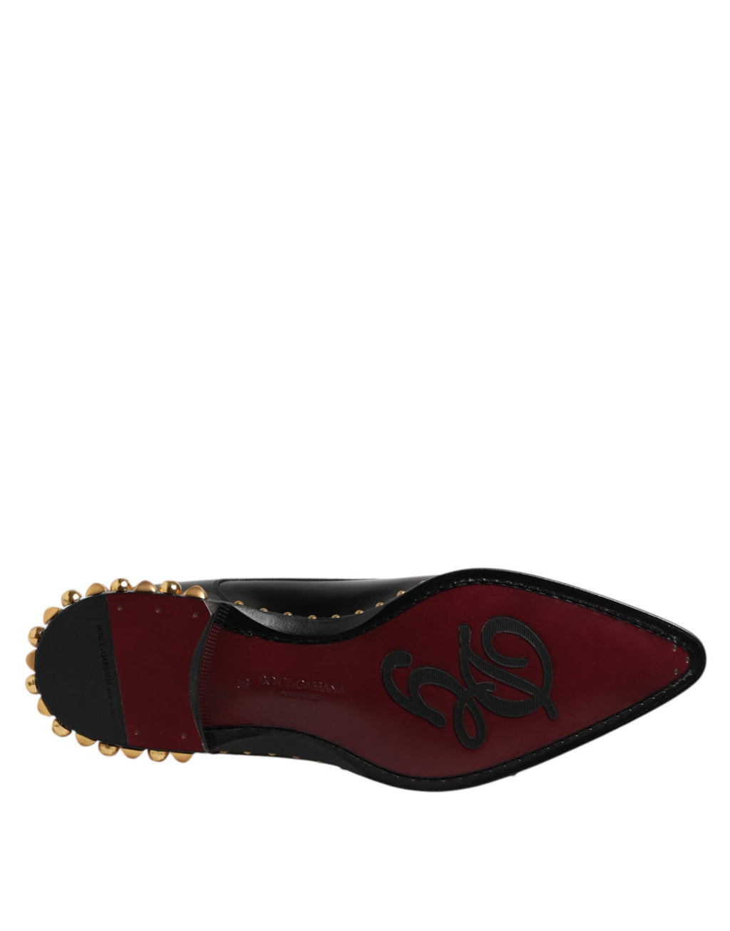 Chaussures derby en cuir noir Dolce & Gabbana pour homme avec clous, élégantes et sophistiquées.