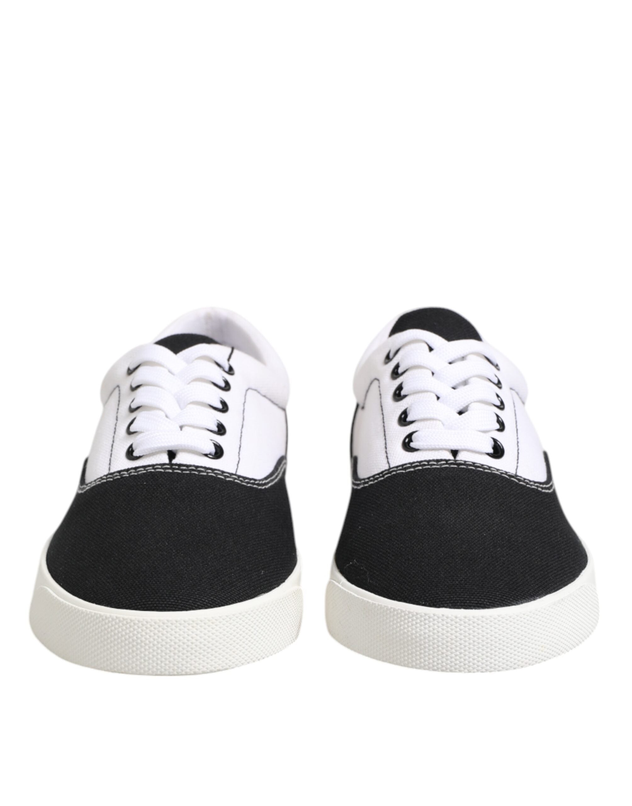 Chaussures sneakers pour homme Dolce & Gabbana en coton noir avec laçage, style élégant et moderne.