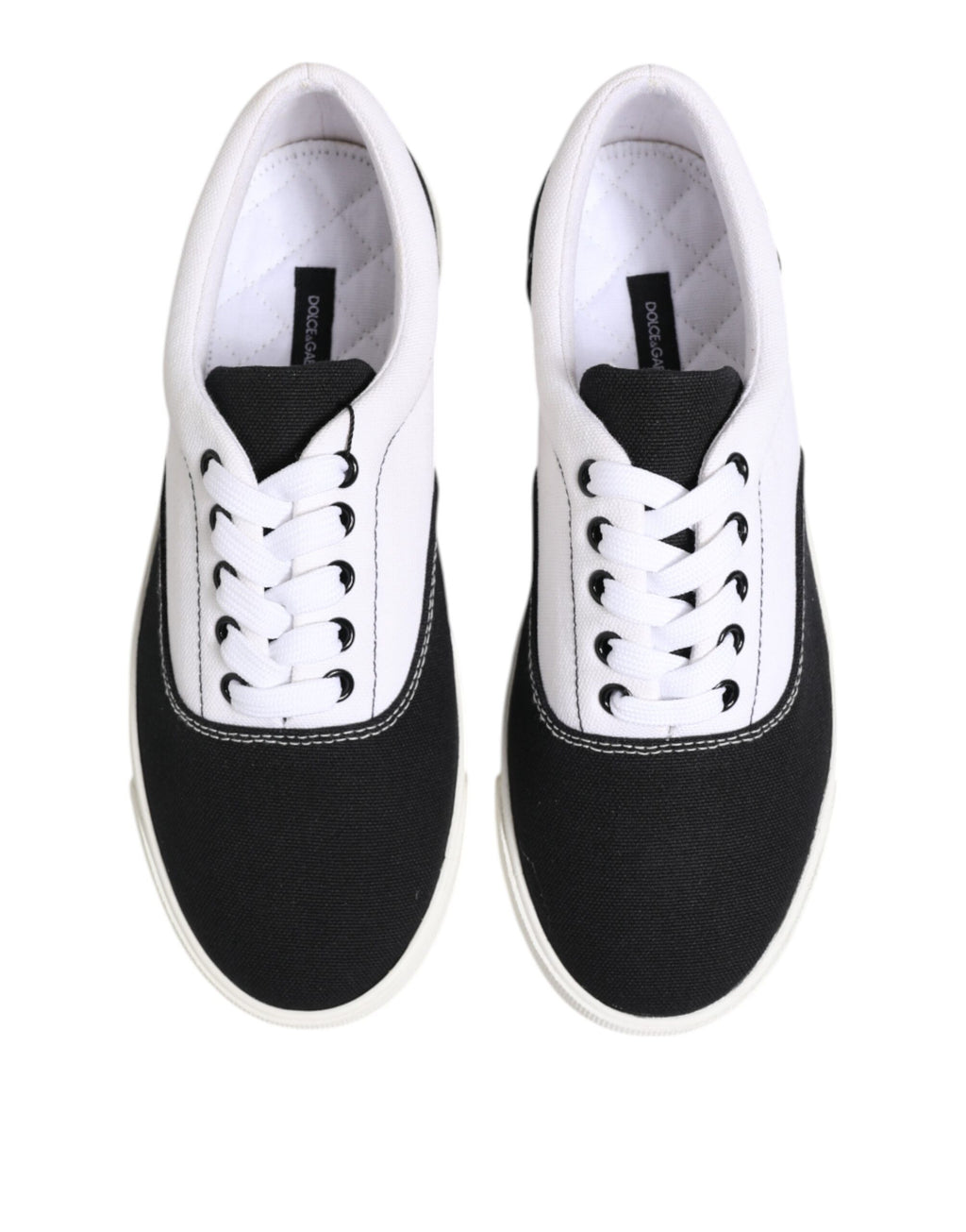Chaussures pour hommes Dolce & Gabbana en coton noir avec lacets, baskets décontractées et élégantes.
