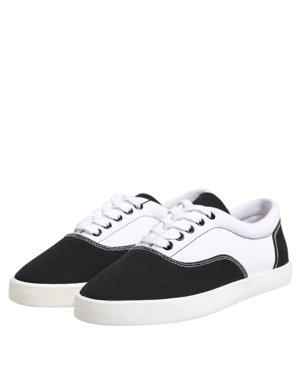 Chaussures de sport pour homme Dolce & Gabbana en coton noir avec lacets, style sneakers élégants et confortables.