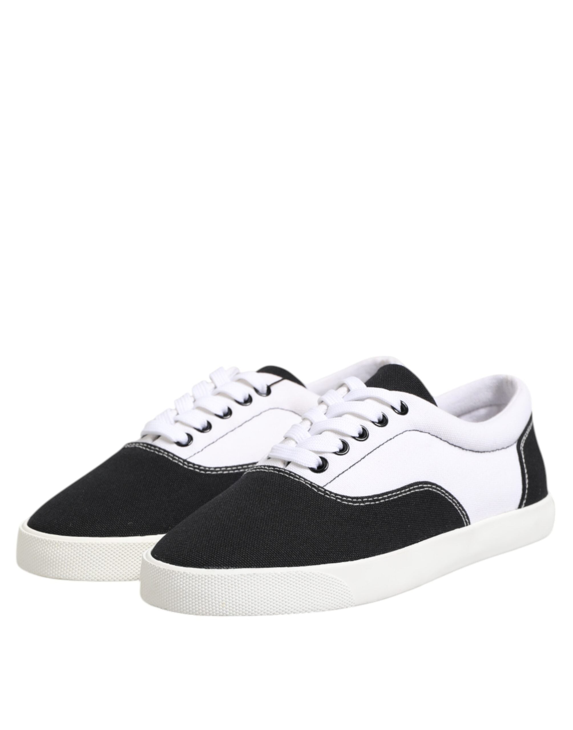 Chaussures de sport pour homme Dolce & Gabbana en coton noir avec lacets, style sneakers élégants et confortables.