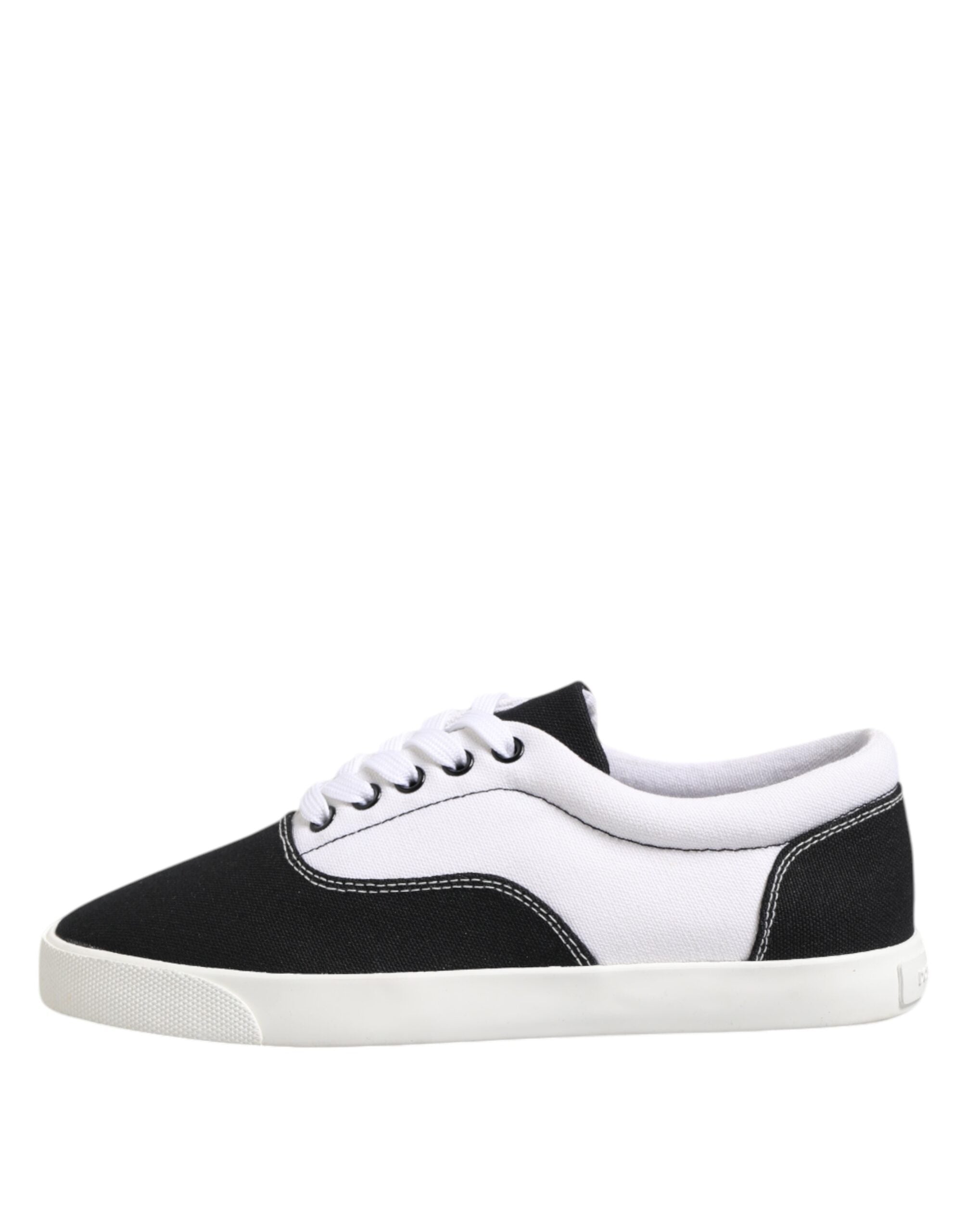 Chaussures de sport pour hommes Dolce & Gabbana, baskets en coton noir avec lacets, style décontracté et élégant.