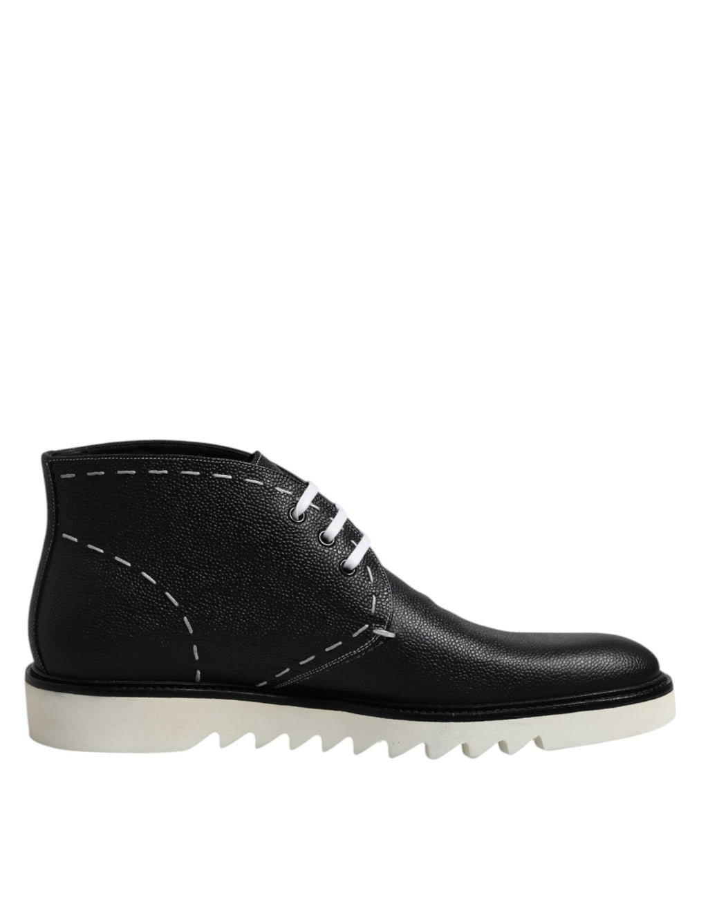 Bottes à talons en cuir noir et blanc Dolce & Gabbana, bottines élégantes pour femmes, vue de face.