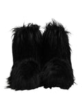 Bottes mi-mollet en fausse fourrure noire Dolce & Gabbana, chaussures élégantes pour femmes.