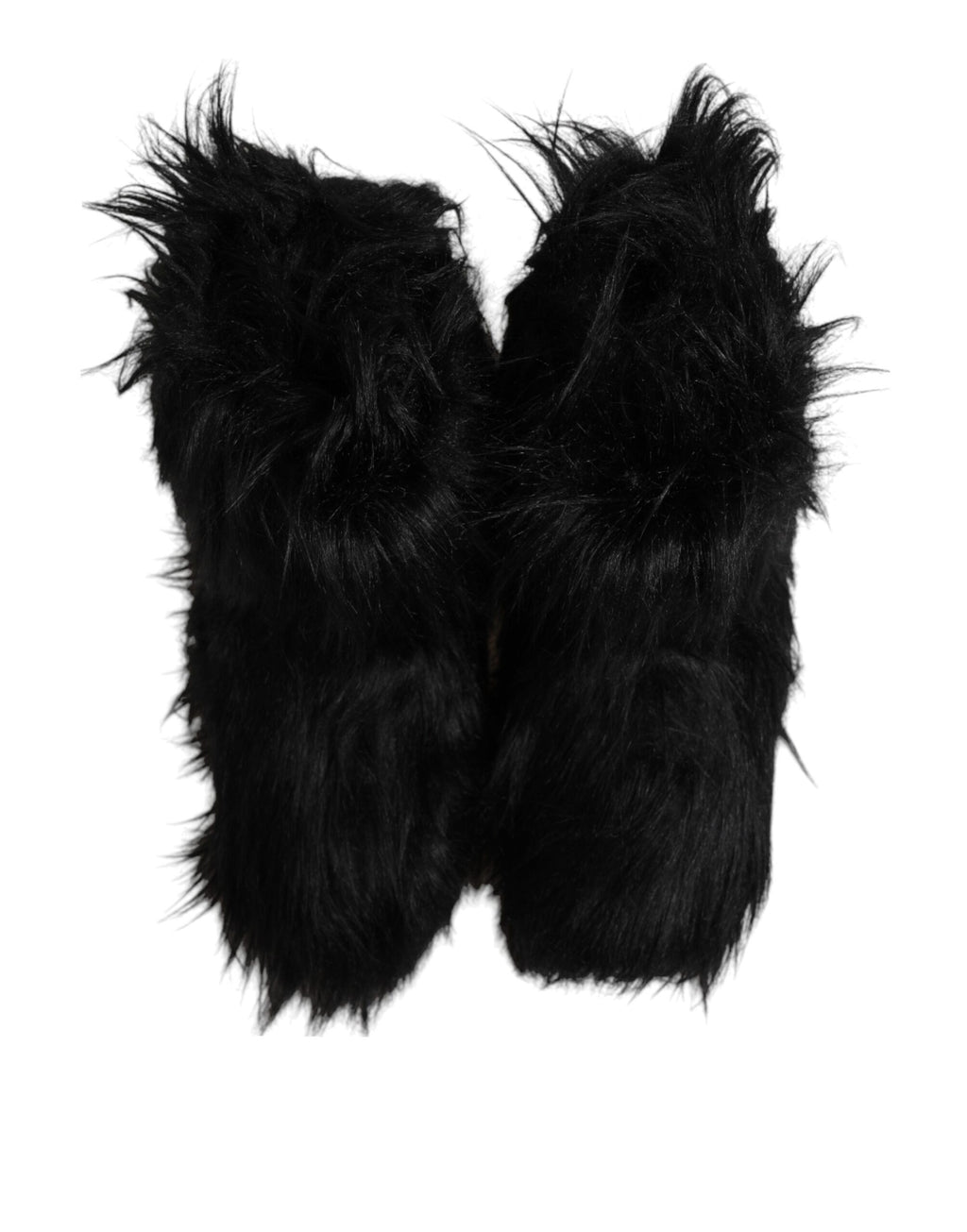 Bottes mi-mollet en fausse fourrure noire Dolce & Gabbana, chaussures élégantes avec design sophistiqué.